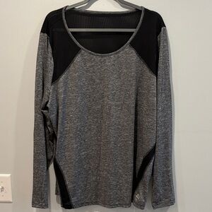 RBX Gray and Black Mesh Long Sleeve Tee